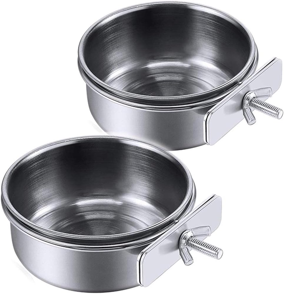 Parrot Feeding Cups with Clamp, 2 Pack (PINVNBY)