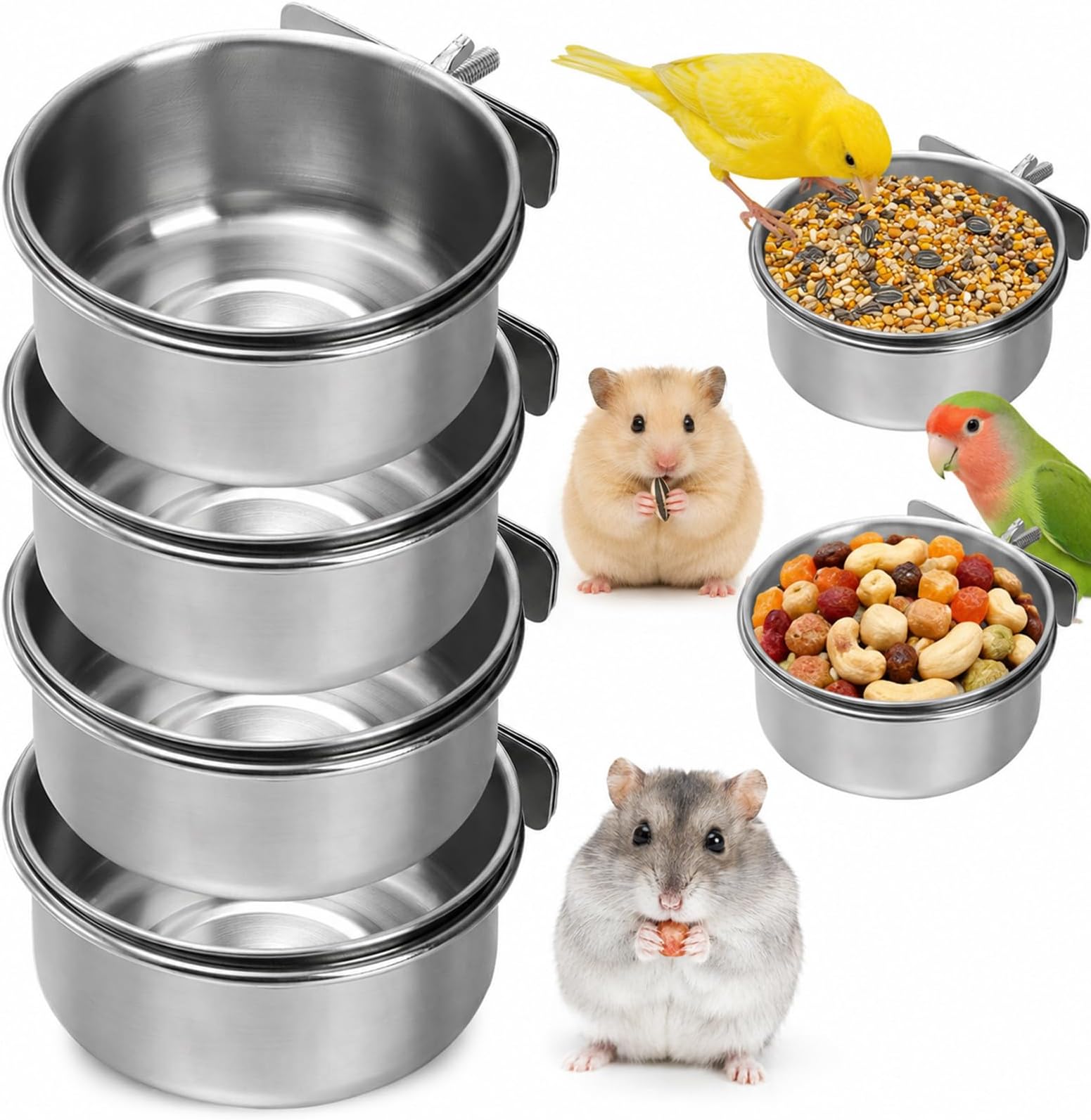 Detachable Stainless Steel Feeding Dishes, 4 Pack (Okllen)