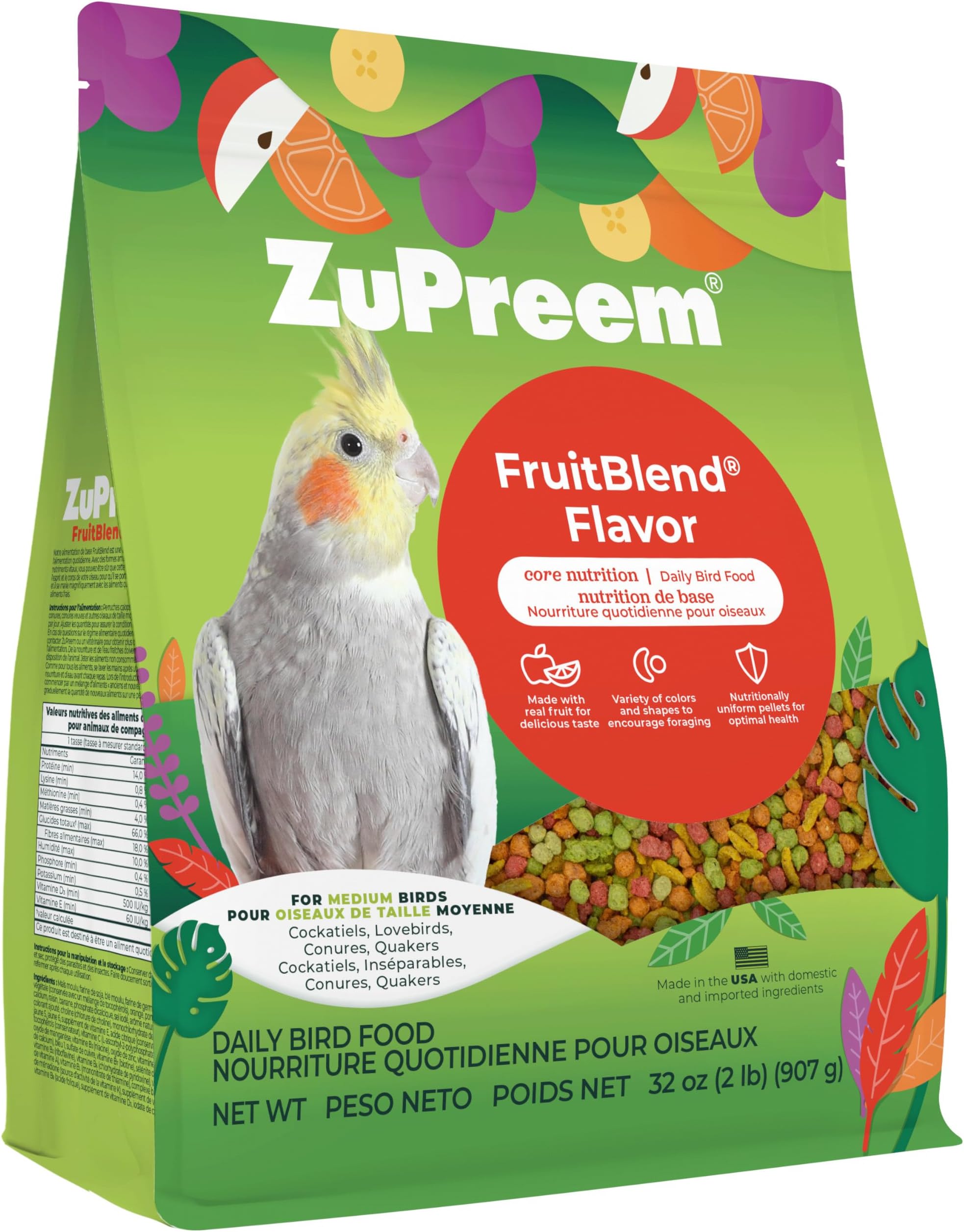 ZuPreem FruitBlend Pellets for Cockatiels/Lovebirds (2 lb)
