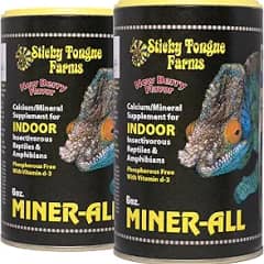 Miner-All Reptile Calcium Powder Supplement 6 oz Indoor (2 Pack) | Reptile Calcium with D3 Plus Trace Minerals, Ideal for Majority of Captive Insectivore Reptiles