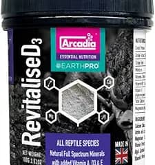 Arcadia EarthPro RevitaliseD3 Calcium Powder for Reptiles 100g – All-Natural Full Spectrum Mineral Supplement with Reptile Calcium Carbonate, Bee Pollen, and Magnesium for Complete Nutrition