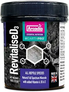 Arcadia EarthPro RevitaliseD3 Calcium Powder for Reptiles 100g – All-Natural Full Spectrum Mineral Supplement with Reptile Calcium Carbonate, Bee Pollen, and Magnesium for Complete Nutrition