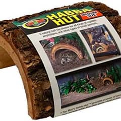 Zoomed Medium Habba Hut Reptile Hide - Half Natural Wood Log Hide for Reptiles & Includes DBDPet Pro-Tip Guide