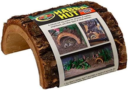 Zoomed Medium Habba Hut Reptile Hide - Half Natural Wood Log Hide for Reptiles & Includes DBDPet Pro-Tip Guide