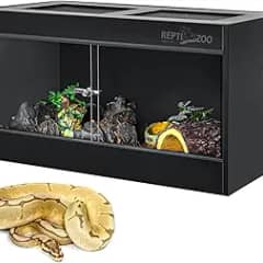 REPTI ZOO 50 Gallon PVC Reptile Enclosure, 36x18x18 inch Reptile Tank for Ball Python Bearded Dragon Snake Gecko, Reptile Terrarium Lounge Habitat with Glass Sliding Door & Top Screen Ventilation
