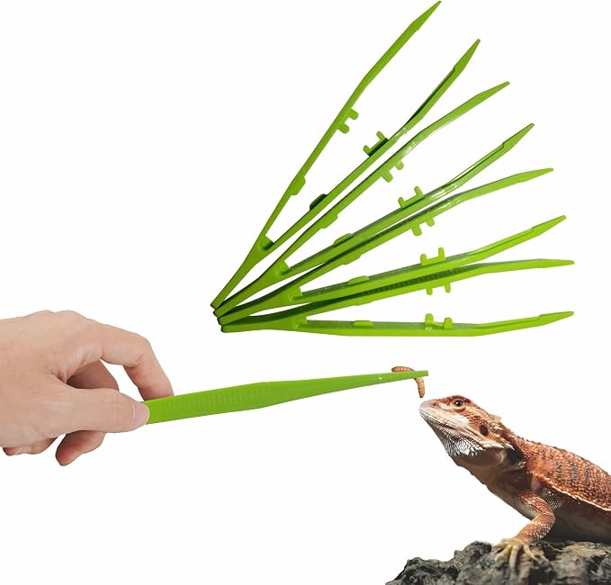 4-Pack Reptile Feeding Tongs Set - Hygienic Anti-Slip Green Tweezers for Bearded Dragons, Lizards, Snakes, Aquariums & Small Animals (Five Colors to Choose from)