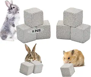 PINVNBY 9 Pcs Lava Blocks for Chinchillas, Hamster Chew Stones Square Mineral Calcium Bunny Teeth Pumice Grinding Chew Toys for Guinea Pig Rat Rodent