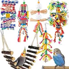 KATUMO Bird Toys, Parakeet Swing Parrot Ladder Cockatiel Perch Conure Hanging Bell Toys for Parakeet Conure Cockatiel Mynah Love Bird Small Birds