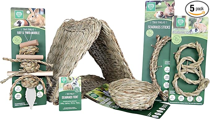 Small Pet Select Tiny Paws Seagrass Play Pack, for Guinea Pig, Rabbit, Bunny, Toys, Hideout Tunnel, Cage Accessories