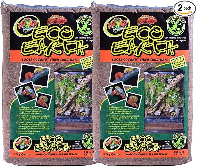 Zoo Med Eco Earth Loose Coconut Fiber Substrate (8 qt, 2-pack)