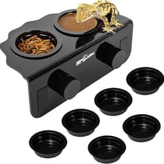 REPTI ZOO Magnetic Gecko Feeding Ledge, Acrylic Arboreal Feeding Ledge with 6PCS Cups