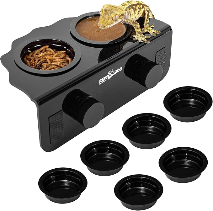 REPTI ZOO Magnetic Gecko Feeding Ledge, Acrylic Arboreal Feeding Ledge with 6PCS Cups