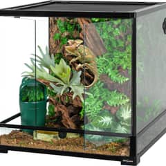 REPTIZOO 60 Gallon Glass Reptile Tank, 24" x 24" x 24" Front Opening Terrarium
