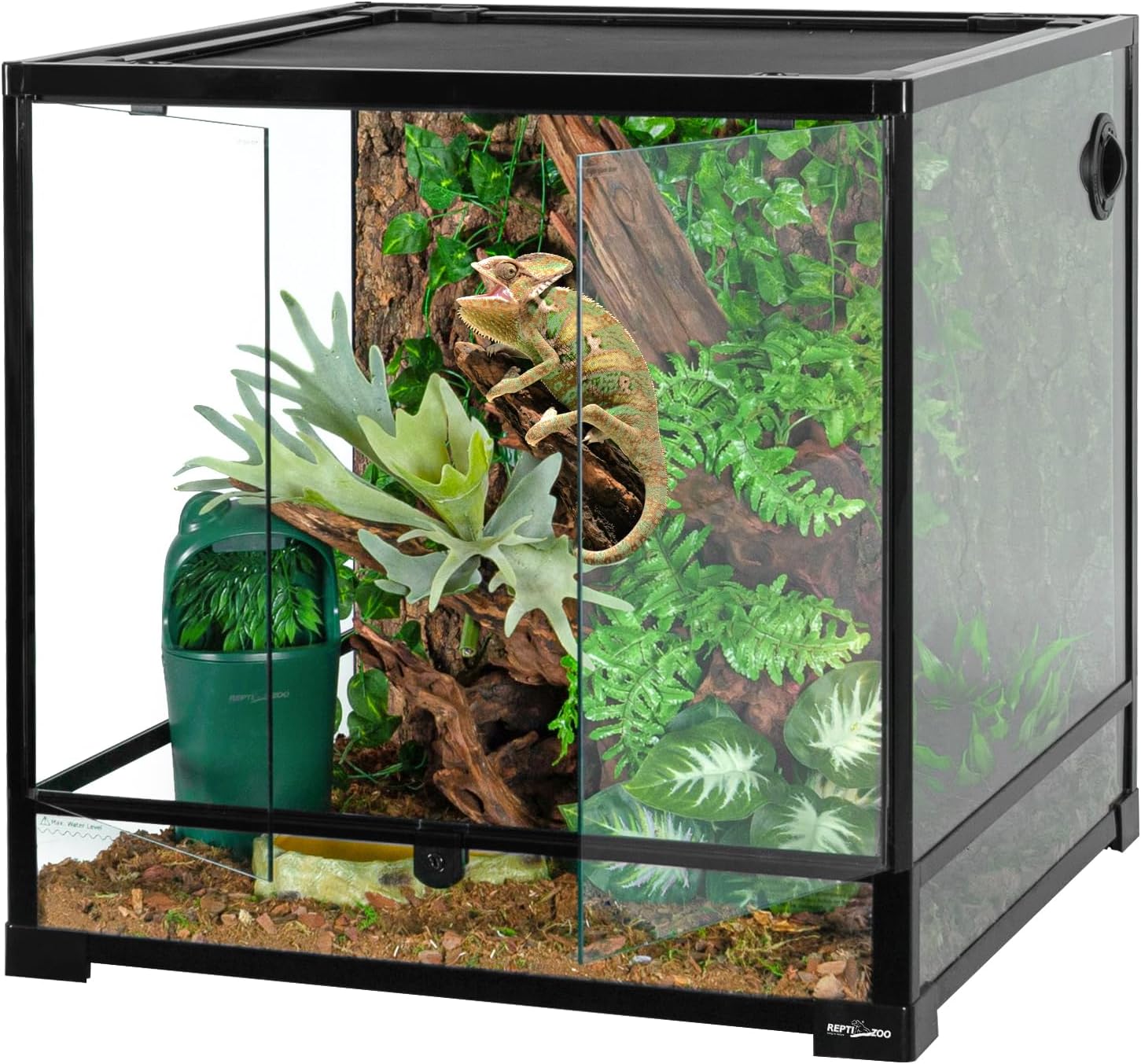 REPTIZOO 60 Gallon Glass Reptile Tank, 24" x 24" x 24" Front Opening Terrarium