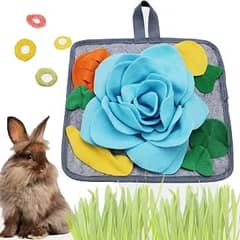 Abizoo Bunny Snuffle Mat Toy, 11.8''x11.8'' Washable Skin Friendly Puzzle Fun Foraging Pad Treat Dispenser Consume Energy for Rabbit Guinea Pigs Ferrets Chinchillas Small Animal Toys Cage Supplies