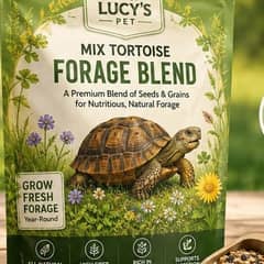 Tortoise Forage Seed Mix – Grow Fresh Grazing Greens for Sulcata, Russian & Hermann's Tortoises – Oats, Rye & Alfalfa Blend for Indoor Trays or Outdoor Enclosures – Non-GMO Seed (1 lb)