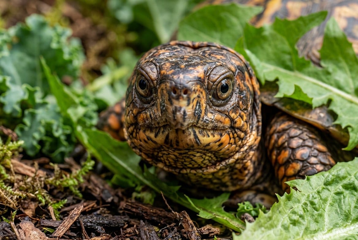 Eastern box turtle undergoing a vet exam to check its shell and eyes