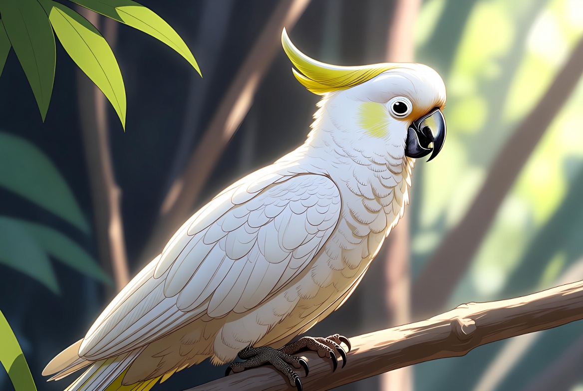 Cute illustration of a cockatoo looking grand