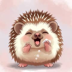 Playful illustration of a hedgehog mid self-anointing pose