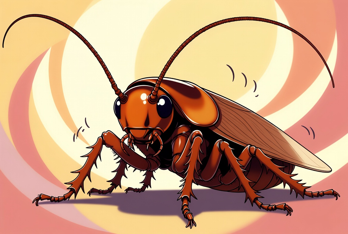 Cute illustration of a Madagascar hissing cockroach mid-hiss