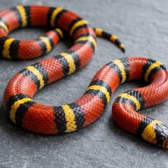 Milk snake in a fully equipped enclosure with hides and a water bowl