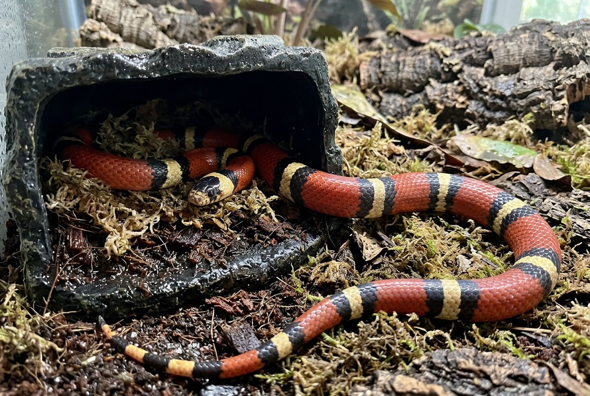 Milk snake being examined by a reptile veterinarian