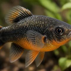 Close-up of a healthy molly in a well-maintained aquarium showing steady coloring and undamaged fins