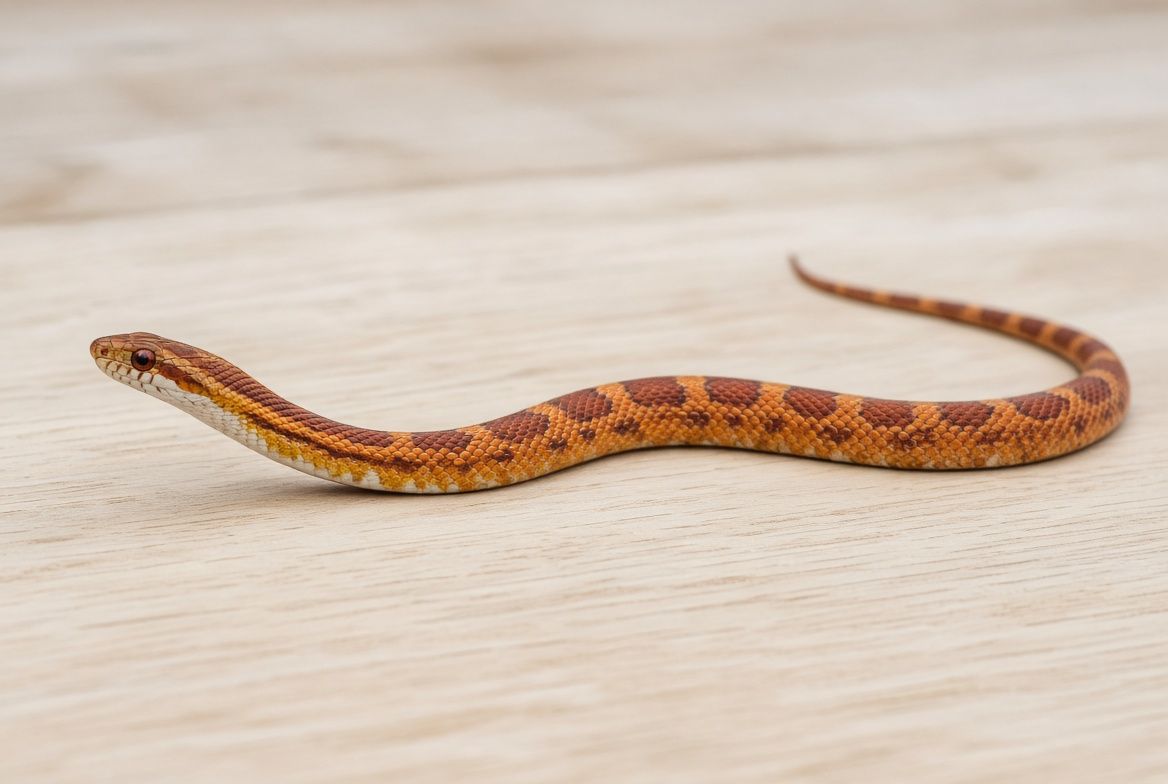 A pet snake gently supported along its length during a weigh-in, its body resting in a rounded loaf shape across a digital scale
