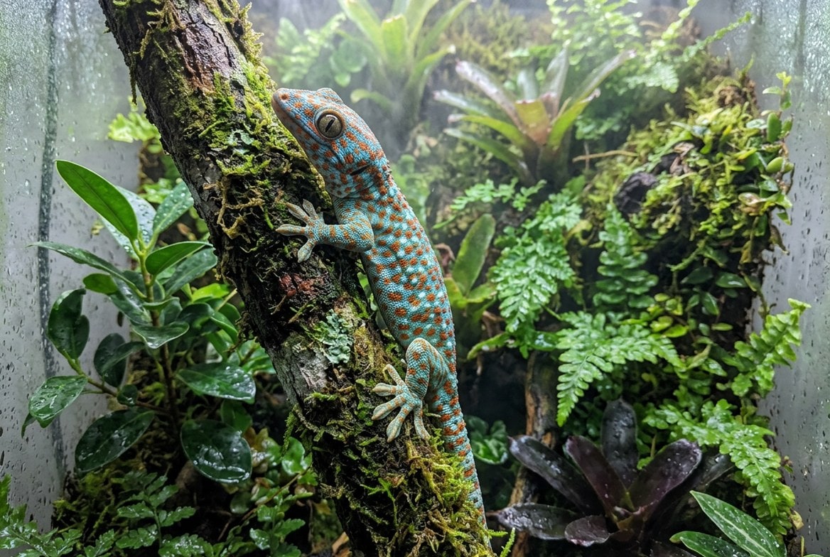 Tokay gecko undergoing a vet exam to check for signs of illness